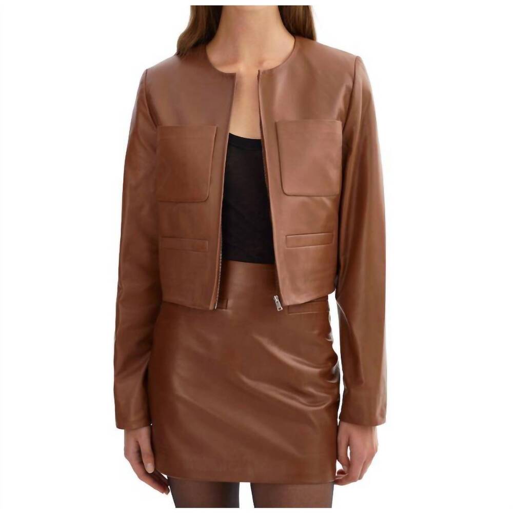 NEW LAMARQUE linette leather jacket in luggage